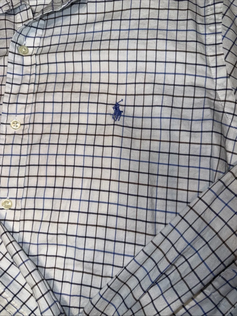 Polo by Ralph Lauren White Shirt with Blue Windowpane Check